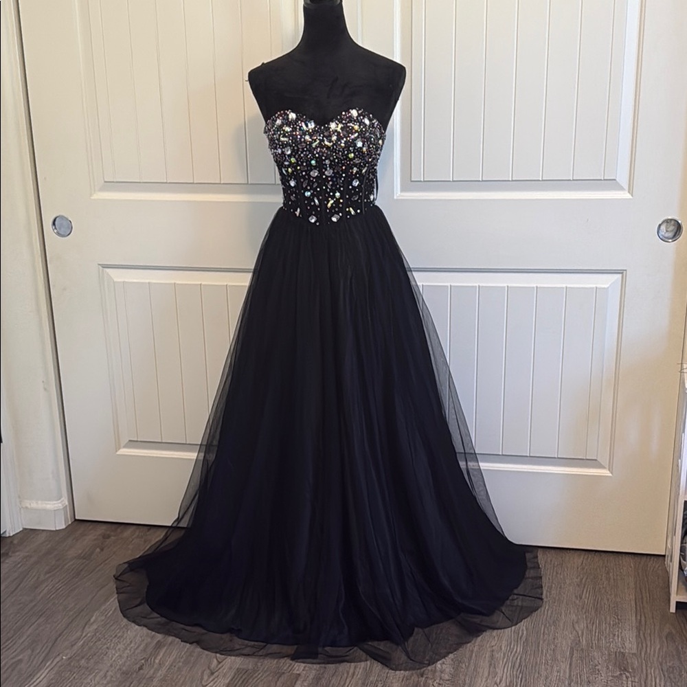 Blondie Nites Black and Silver Embellished Dress